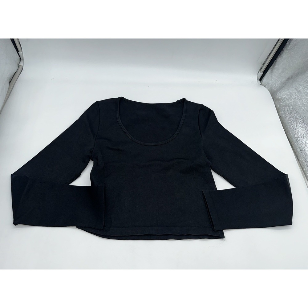 OQQ Women's Crop Top Ribbed Seamless Workout Exercise Long Sleeve Crop M